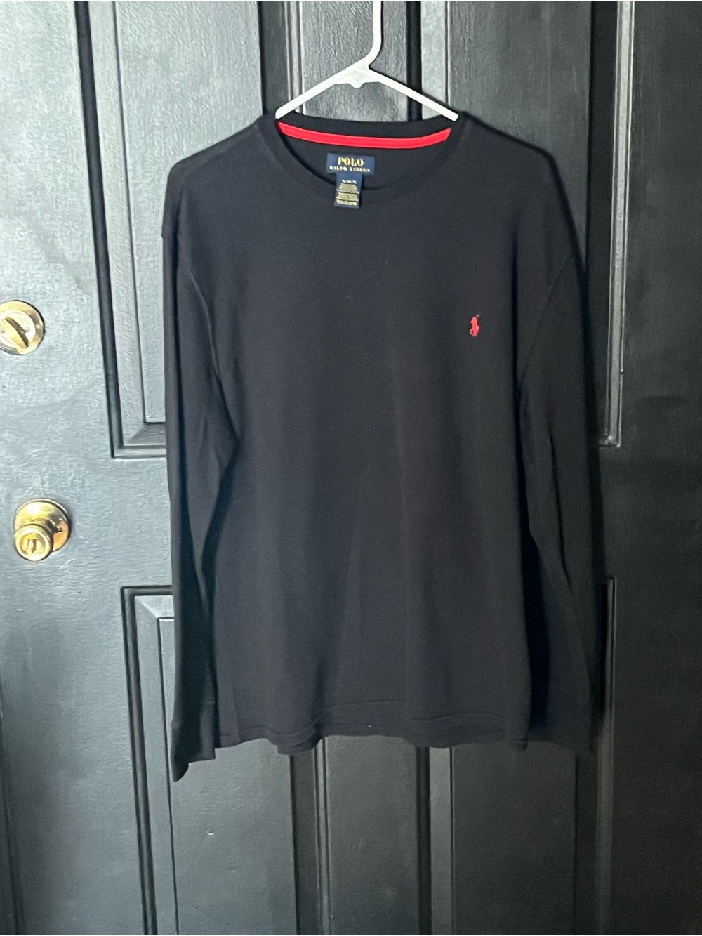 Polo by Ralph Lauren Black Long-Sleeve Crewneck with Red Pony Accent
